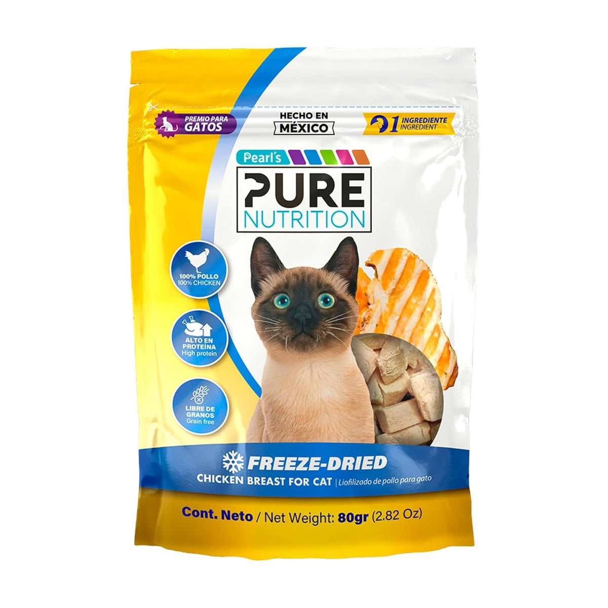 Pearl's Pure Nutrition Freeze-dried Premio para Gato, Pechuga de Pollo, 80g