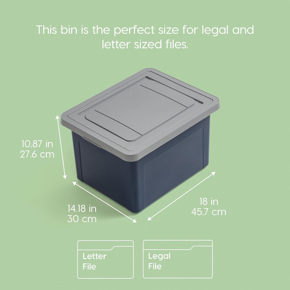 IRIS USA Caja para Archivos Carta/Oficio de 35 Qt, Azul/Gris | Protege documentos importantes y archivos carta/oficio con almacenamiento seguro para hogar y oficina