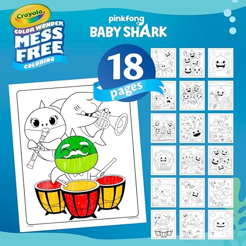 Crayola Baby Shark Set para colorear, regalo para niños, 3, 4, 5, 6, Baby Shark Color Wonder, Tiburón bebé