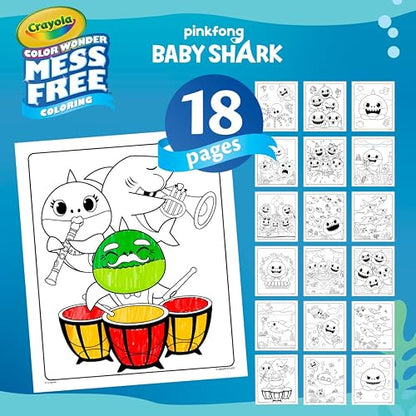 Crayola Baby Shark Set para colorear, regalo para niños, 3, 4, 5, 6, Baby Shark Color Wonder, Tiburón bebé