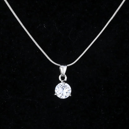 XYPHIELLE Collar y Aretes para Mujer - Dije Redondo de Zirconia Blanca en Aleación Plateada - Joyería Elegante para Novia, Esposa o Mamá (Navidad, San Valentín, Cumpleaños)