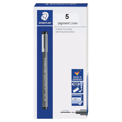 STAEDTLER 308 07-9 04 - Bolígrafo de punta fina para dibujo, dibujo, diario, 0,7 mm, negro, caja de 5 bolígrafos