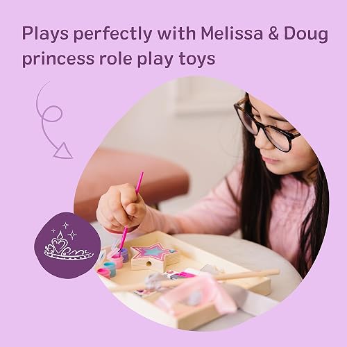 Melissa & Doug Kit Decora-tu-Propia Varita de Princesa, Juguete de Madera, Artes y Manualidades, Espejo Irrompible