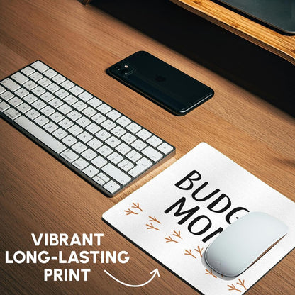 3dRose 8 x 8 x 0.25 Inches Budgie Mom Parrot Text with Bird Footprints Mouse Pad (mp_154036_1)
