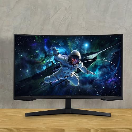 Samsung 27" Odyssey Monitor G55C QHD 165Hz,Frecuencia de actualización de 165 Hz y Tiempo de Respuesta de 1 ms (MPRT), Resolución QHD, Curvatura 1000R, AMD FreeSync, HDR10 LS27CG552ELXZX
