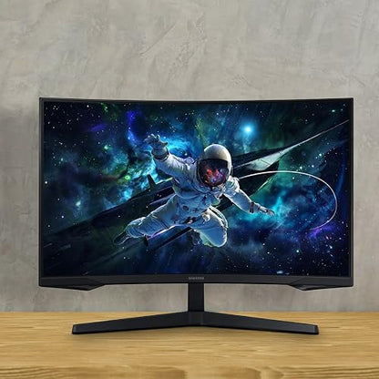 Samsung 27" Odyssey Monitor G55C QHD 165Hz,Frecuencia de actualización de 165 Hz y Tiempo de Respuesta de 1 ms (MPRT), Resolución QHD, Curvatura 1000R, AMD FreeSync, HDR10 LS27CG552ELXZX