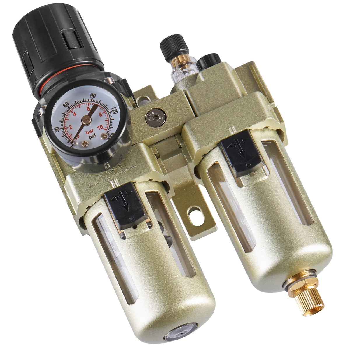 VEVOR Lubricador regulador de filtro para compresor de aire (FRL), separador de agua para compresor de aire de 3/8" NPT, sistema de secado de aire con drenaje semiautomático con elemento filtrante