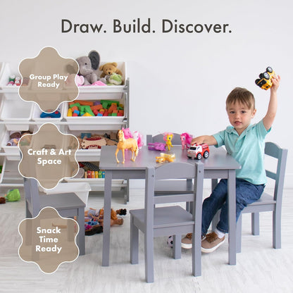 Humble Crew Wood - Juego de 4 sillas y Mesa para niños, Color Gris