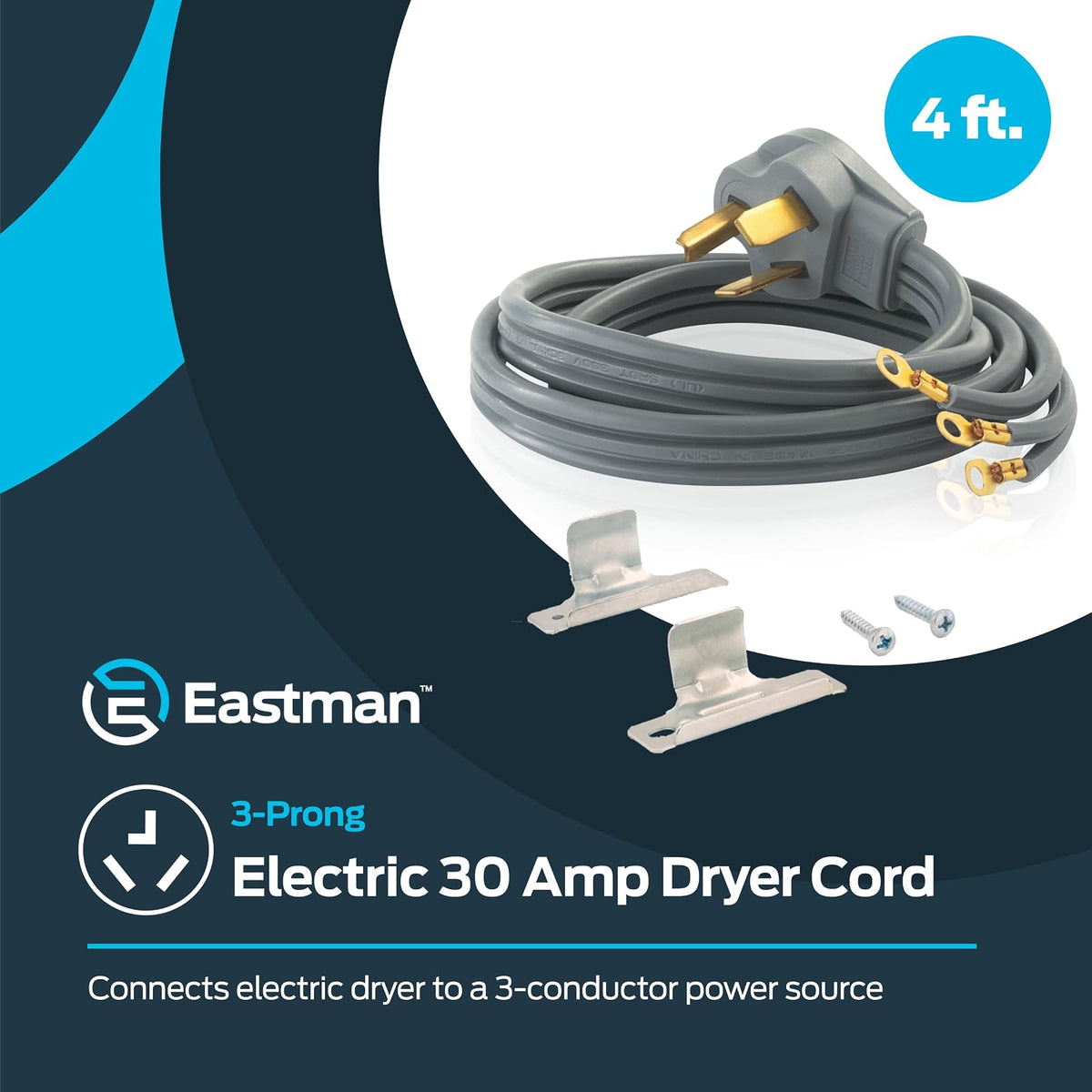 EZ-FLO 61249 Cable para secadora de 3 clavijas, 30 Amperios, 6' Length