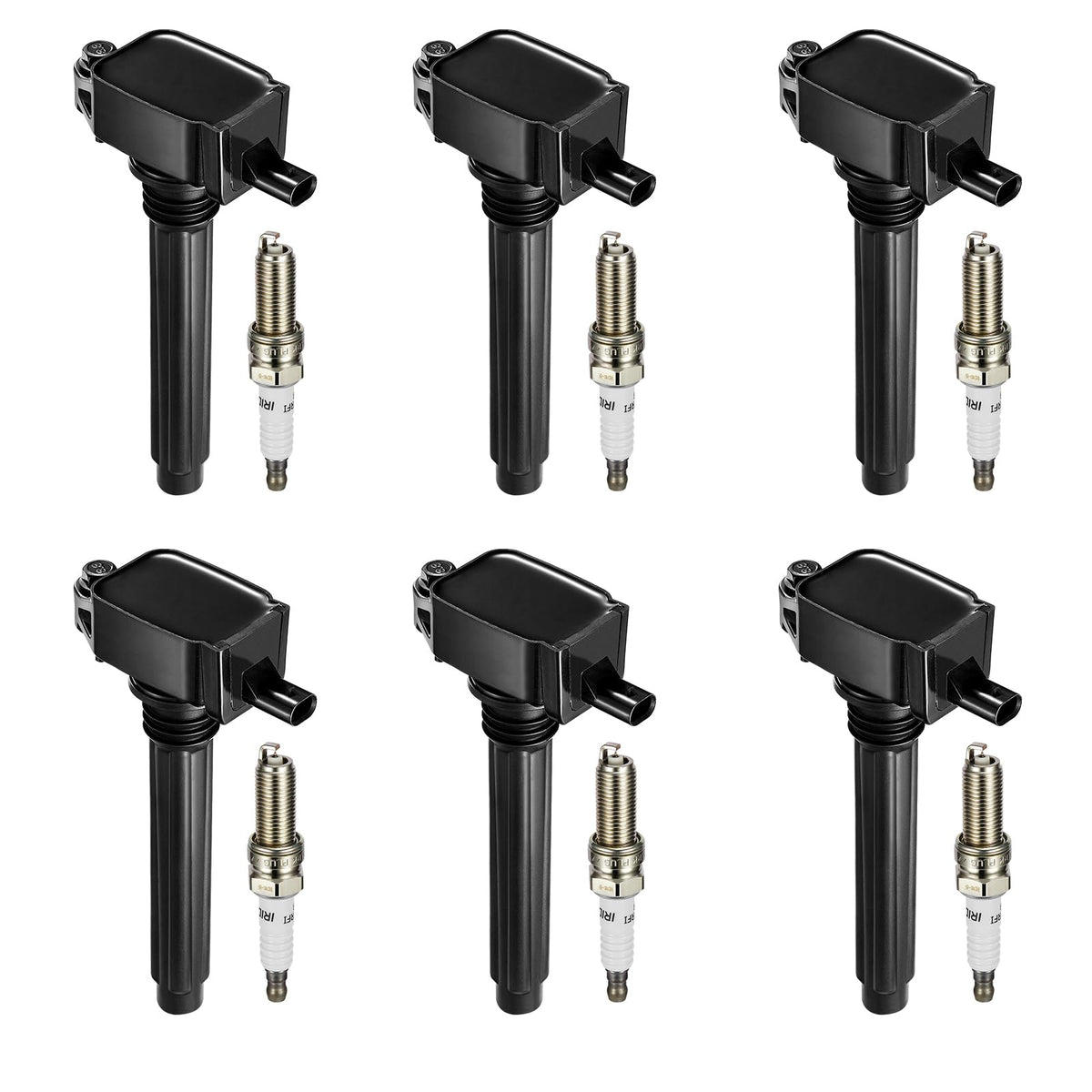 BDFHYK - Bobina de encendido UF648 y bujías de iridio 97390 compatible con Chrysler 200 300 Dodge Challenger Avenger Jeep Grand Cherokee Wrangler Volkswagen Routan 3.2L 3.6L V6, juegos de 6