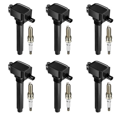 BDFHYK - Bobina de encendido UF648 y bujías de iridio 97390 compatible con Chrysler 200 300 Dodge Challenger Avenger Jeep Grand Cherokee Wrangler Volkswagen Routan 3.2L 3.6L V6, juegos de 6