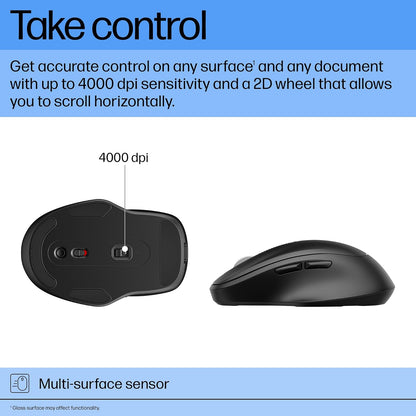 HP Mouse inalámbrico Recargable ultrarrápido 510, Rueda de Desplazamiento 2D, sin batería, 3 Minutos de Carga, diseño ambidiestro (9C2F6AA)