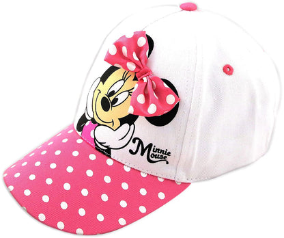 Disney - Gorra de béisbol de Minnie Mouse para niñas, diseño de Lazo 3D con ala Curvada y Correa Trasera (4-7)