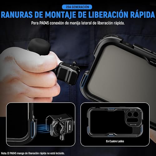 NEEWER 15 Pro MAX Cage [2nd Generación],Liberación Rápida Video Rig Estabilizador con 67mm Adaptador Filtro 17mm Placa Posterior Lente T Mount Lens Adaptador Compatible con Moment T Serie Lente,PA044