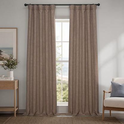 Half Price Drapes Cortina de Lino Sintético, Panel Individual - 127An x 304.8Al cm (1 Paneles) - Cacao holandés