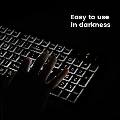 Perixx PERIBOARD-317 Teclado USB retroiluminado con Cable, Letra de impresión Grande con LED Blanco Iluminado, diseño inglés de EE. UU., Negro