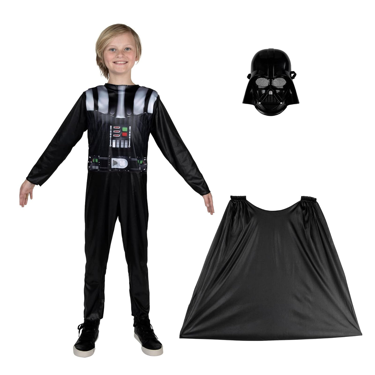 Star Wars - Disfraz de Darth Vader para niños, disfraz de Halloween para niños, con licencia oficial M