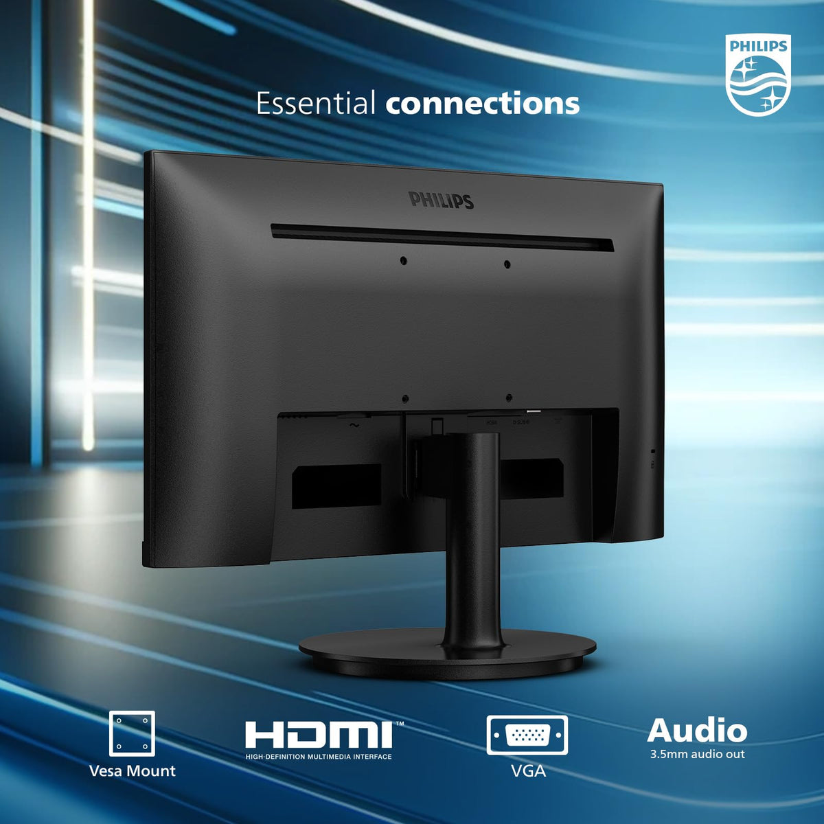 Philips Monitor Full HD (1920 x 1080) de 22 Pulgadas, frecuencia de actualización de 100 Hz, VESA, HDMI x1, VGA x1, Modo LowBlue, sincronización adaptativa, garantía de reemplazo de 4 años, 221V8LB