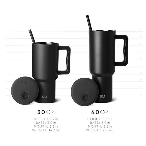 Simple Modern Vaso Térmico con Asa y Popote | Botella de Agua Acero Inoxidable Aislado | Vaso de viaje para café helado | Trek Colección | 890ml | Honolulu