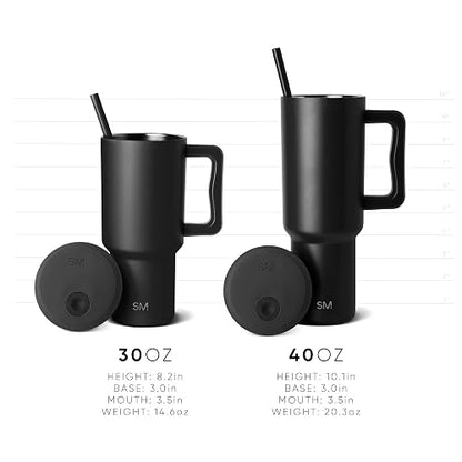 Simple Modern Vaso Térmico con Asa y Popote | Botella de Agua Acero Inoxidable Aislado | Vaso de viaje para café helado | Trek Colección | 890ml | Honolulu