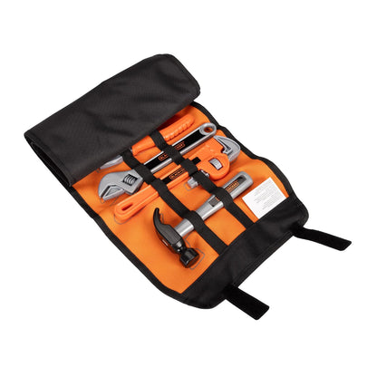 BLACK+DECKER - Juego de bolsas de herramientas para niños, 13 piezas, herramientas de juego de simulación, martillo, destornillador Phillips, alicates, llave ajustable y mucho más Para niños y niñas a