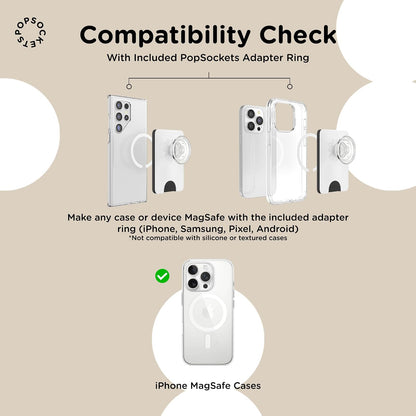 PopSockets Softgoods - portafolios de teléfono y Anillo Adaptador para MagSafe, Soporte para Tarjetas de teléfono, Compatible con Carga inalámbrica, portafolios Compatible con MagSafe® - Horchata