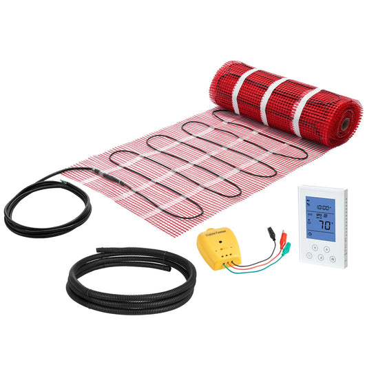 VEVOR - Sistema de calefacción por suelo radiante de malla autoadhesiva de 80 pies cuadrados (120 V), con termostato y alarma de control inteligente, fácil instalación para azulejos, piedra y vinilo.