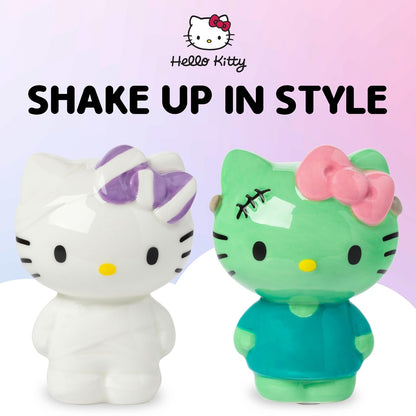 Silver Buffalo Sanrio Hello Kitty - Juego de salero y pimentero de cerámica, 5 pulgadas de largo x 2 pulgadas de ancho x 3.5 pulgadas de alto