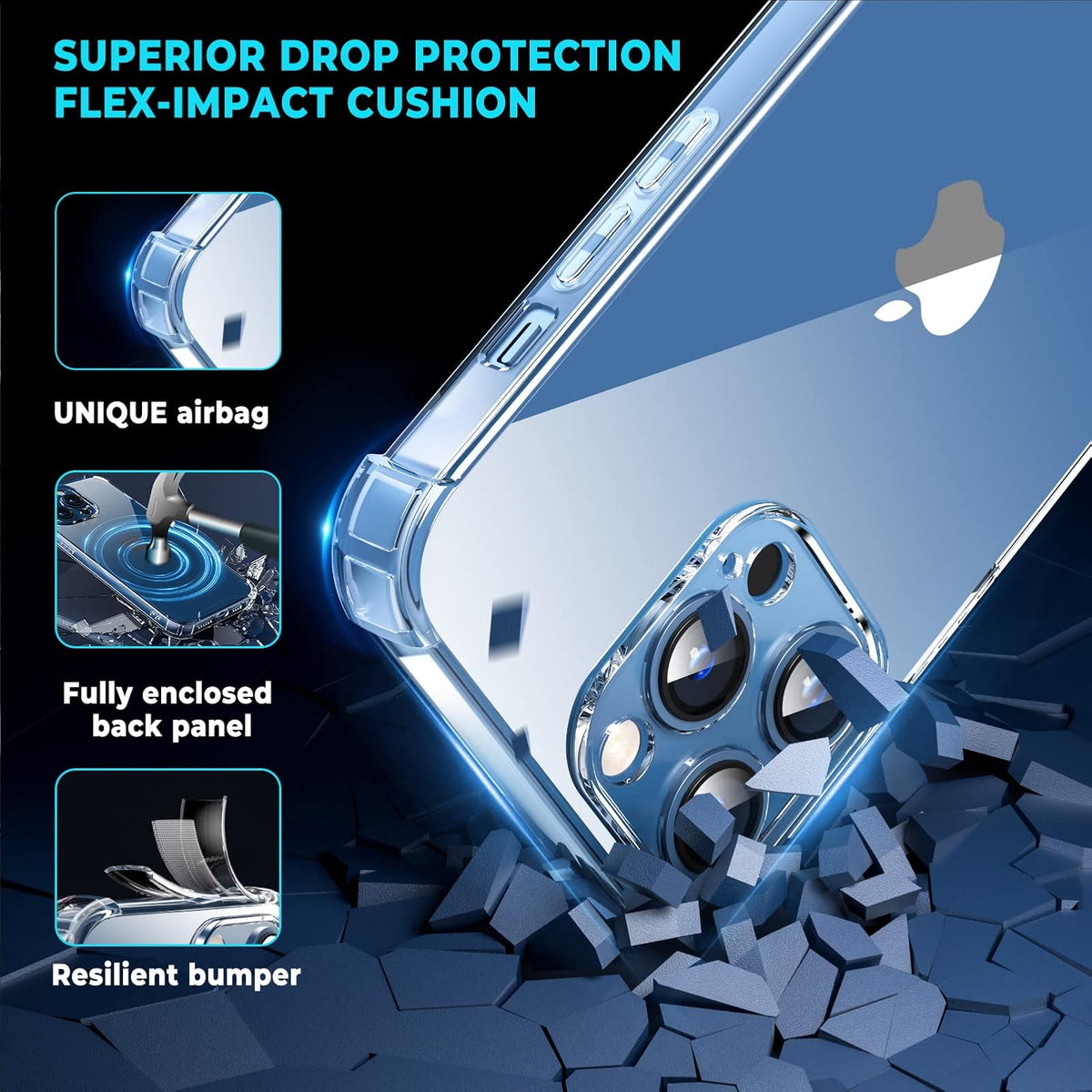 ORIbox Funda Compatible con iPhone 12 Pro, Compatible con iPhone 12, con 4 Esquinas de protección a Prueba de Golpes