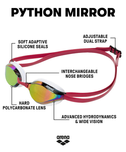 ARENA Arena Python Mirror Racing Swim Goggles anteojos de natación Unisex adulto