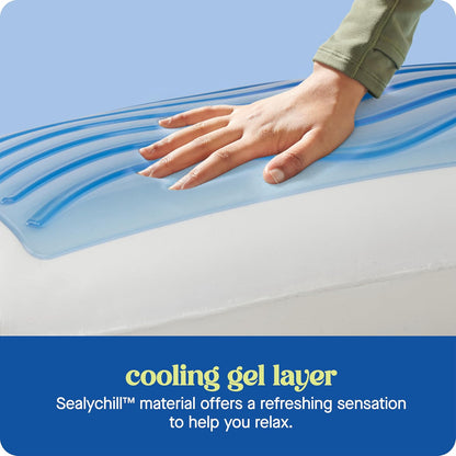 SEALY Dreamlife Almohada refrescante de Espuma viscoelástica tamaño King con Gel de refrigeración SealyChill, Funda extraíble Lavable a máquina, Fabricada en los Estados Unidos, Color Blanco