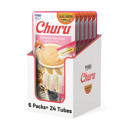 Inaba Churu Premios Gato Puré Salmón Pack Ahorro 6 Bolsas 24 Tubos