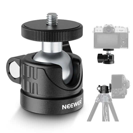 NEEWER BÁSICO Mini Rótula, Adaptador Montaje para Trípode Portátil con Tornillo 1/4" para Cámara Acción DSLR Compacta, Aro Luz LED, Monopié Deslizante, Carga Máx 2 kg, 60° Swivel & 90° Tilt, GM01