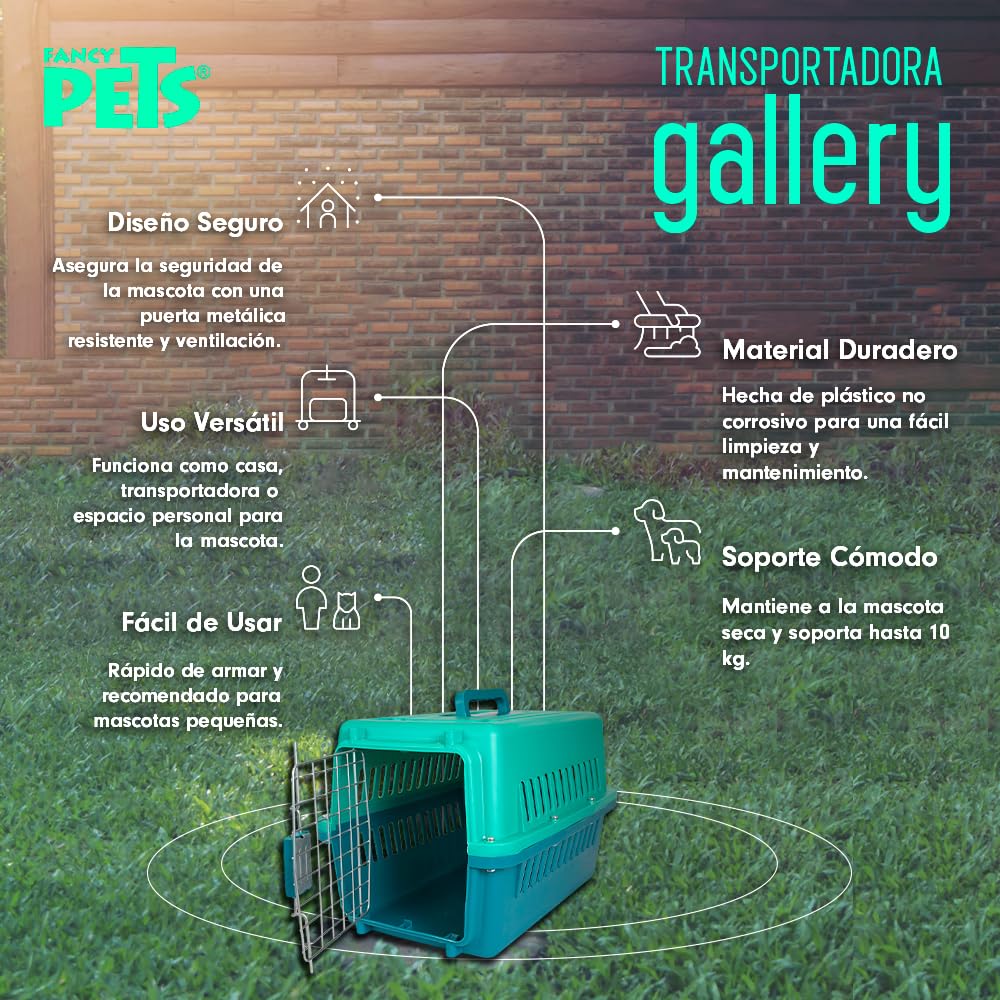Fancy Pets Transportadora para Perros Gallery Tamaño Chico Color Aqua