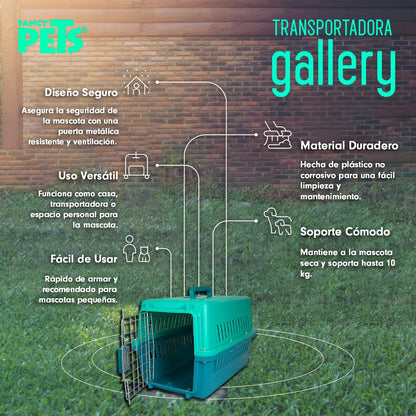 Fancy Pets Transportadora para Perros Gallery Tamaño Chico Color Aqua