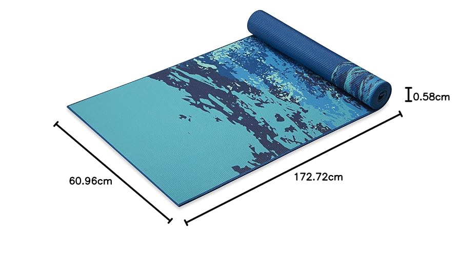 Gaiam - Tapete de yoga de alta calidad, reversible, extra grueso, antideslizante, para ejercicios y ejercicios de fitness, para todo tipo de yoga, pilates y entrenamientos en el piso (68 x 24 x 6 mm