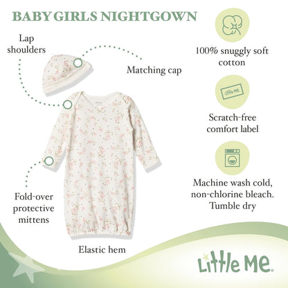 Little Me - Conjunto de camisón y Gorra para niña de 2 Piezas