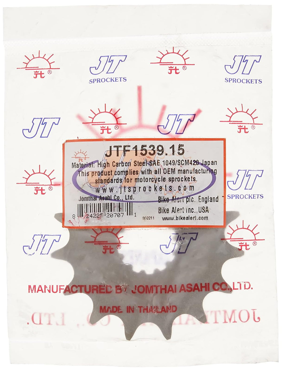 JT Sprockets JTF1539.15 - Piñón Delantero de Acero 15T, Color Negro