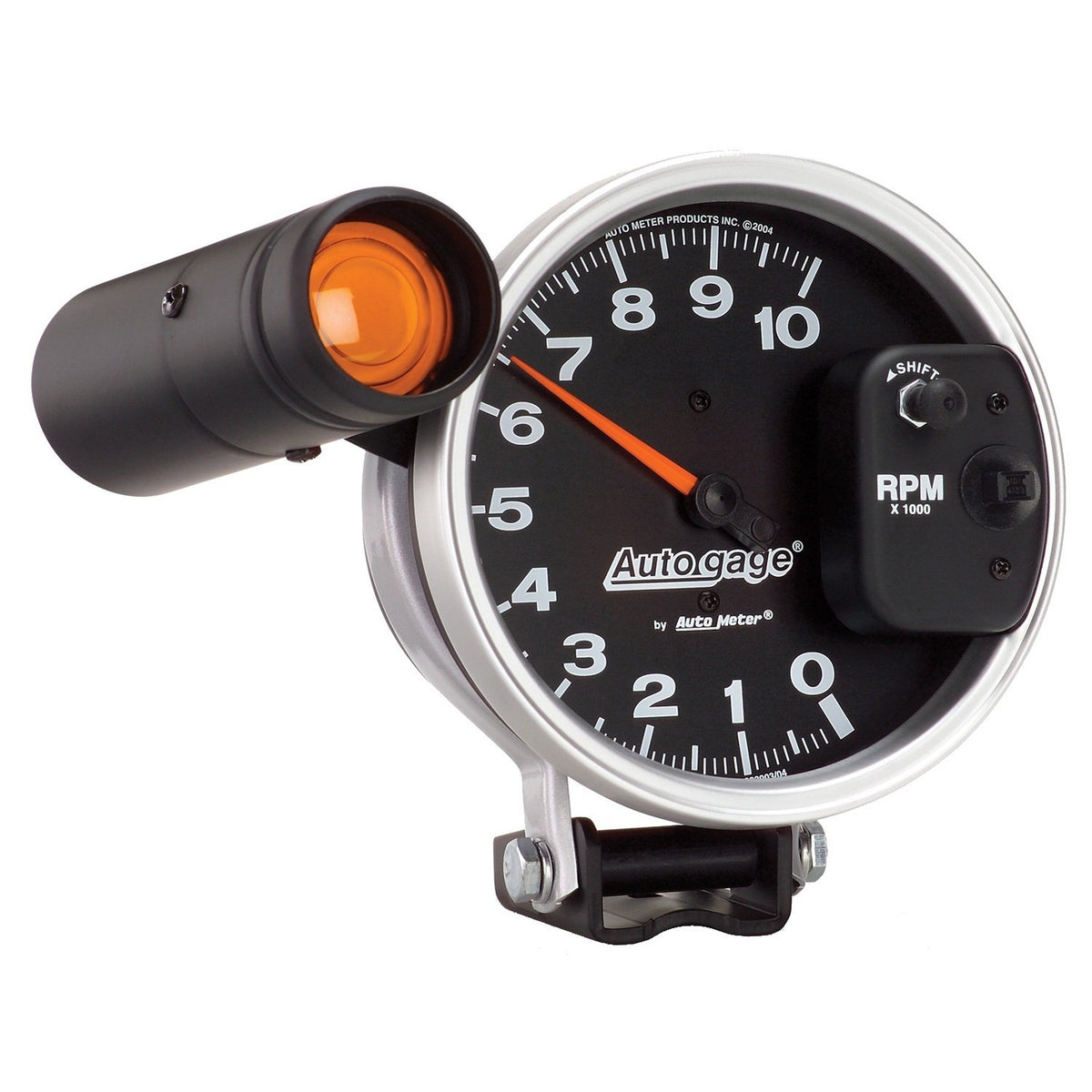 AUTO METER Autogage Monster Shift-Lite Tacómetro, Esfera Negra/Bisel Plateado, 5 Pulgadas, Modelo 233904