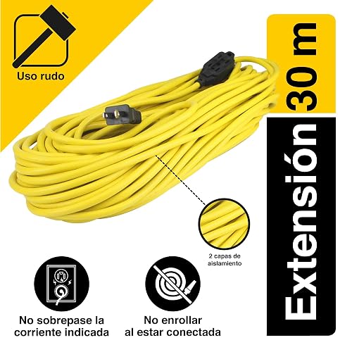 Keer, Modelo 2443, Extensión Eléctrica Uso Rudo, Amarillo, 30M