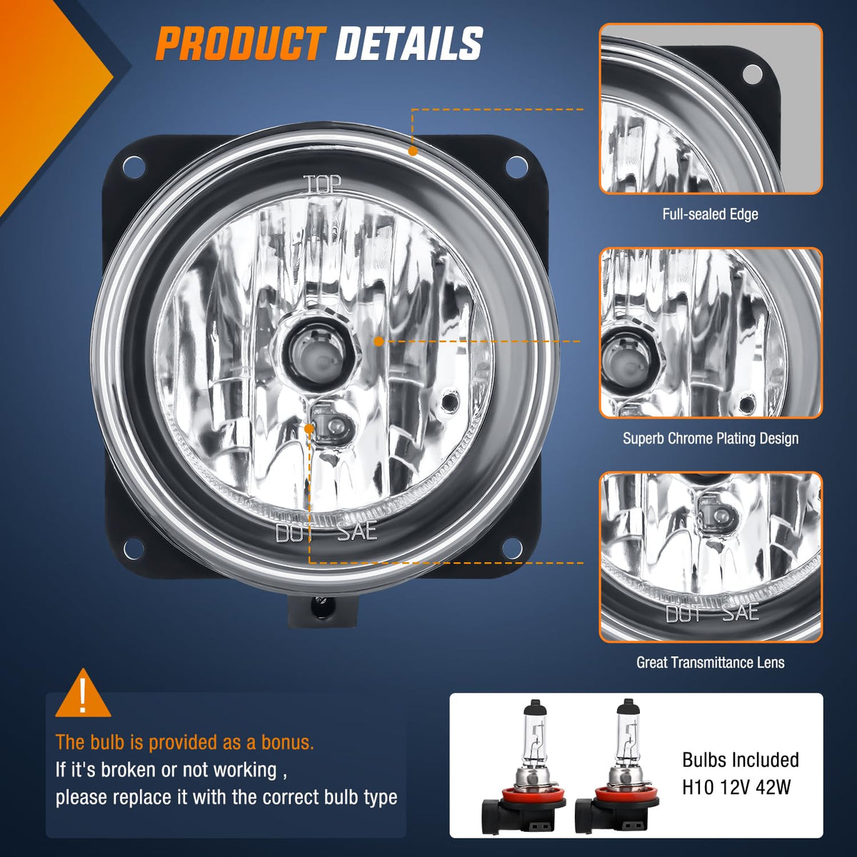 Nilight FOG-C21 Juego de Luces Antiniebla para Ford Focus SVT 2002-2006 Escape 2003-2004 Mustang Cobra 2002 Lincoln LS