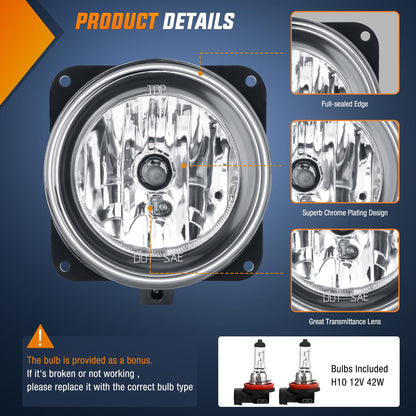 Nilight FOG-C21 Juego de Luces Antiniebla para Ford Focus SVT 2002-2006 Escape 2003-2004 Mustang Cobra 2002 Lincoln LS