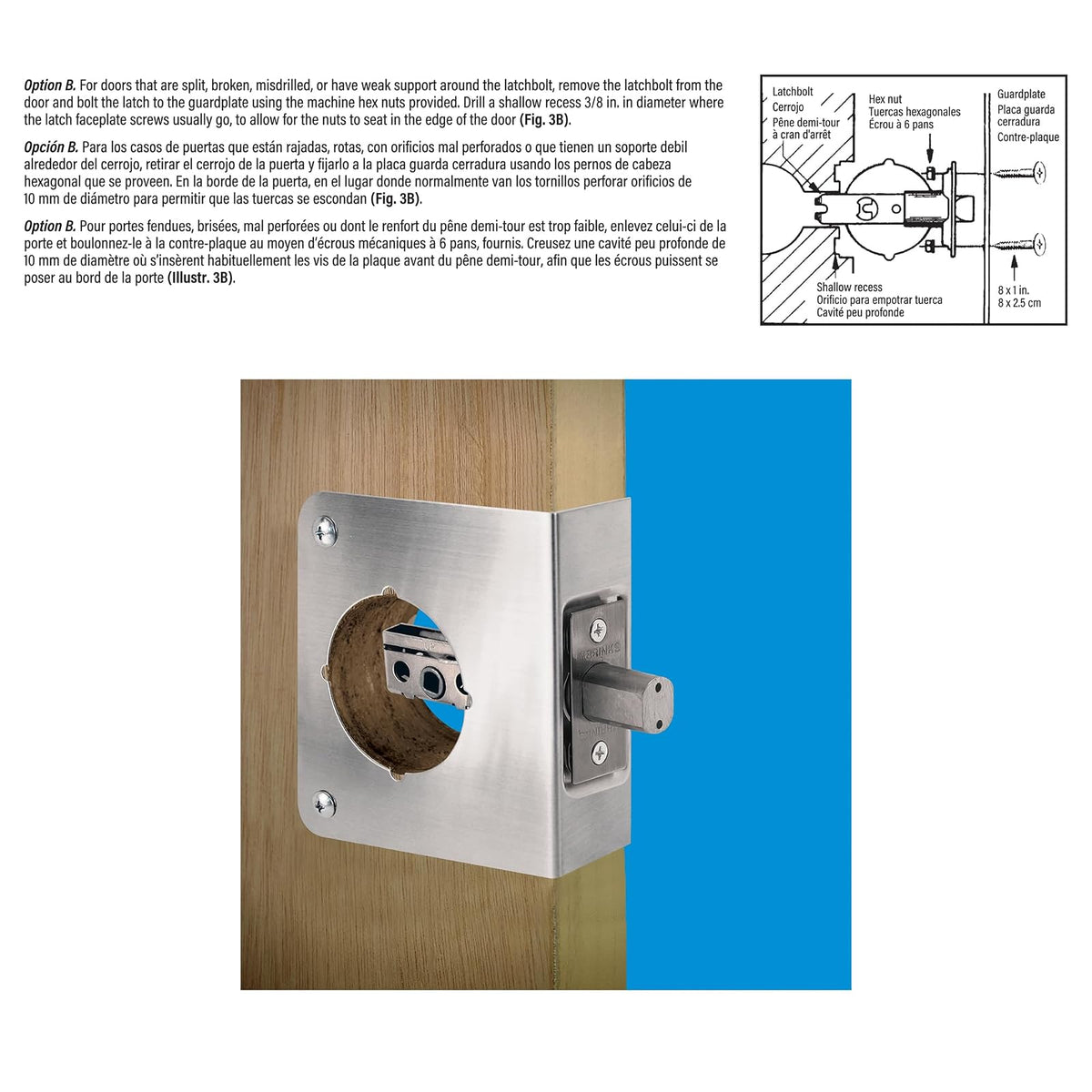 Prime-Line Refuerzo de Cerradura y Puerta MP10852 | 2-1/8 pulgadas x 2-3/8 pulgadas x 1-3/8 pulgadas, acero inoxidable, paquete individual