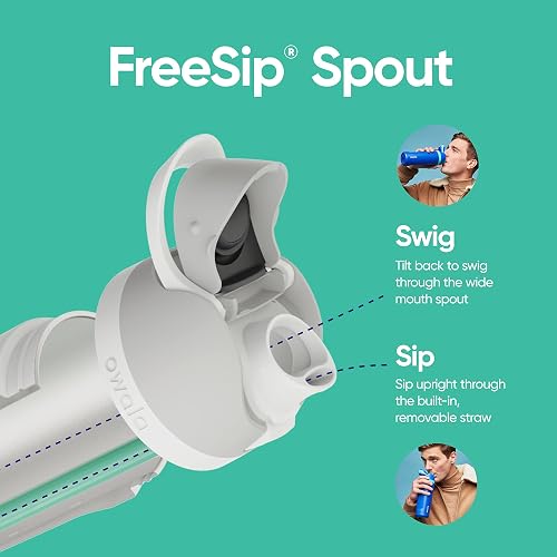 Owala FreeSip Botella de agua de plástico Tritan transparente con popote, botella de agua deportiva sin BPA, ideal para viajes, 25 onzas, muy, muy oscuro
