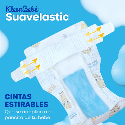 KleenBebé Suavelastic Pañal Desechable para Bebé, Talla Chico Unisex, Paquete con 40 Piezas, Ideal para Bebés de 5 a 7.5 kg