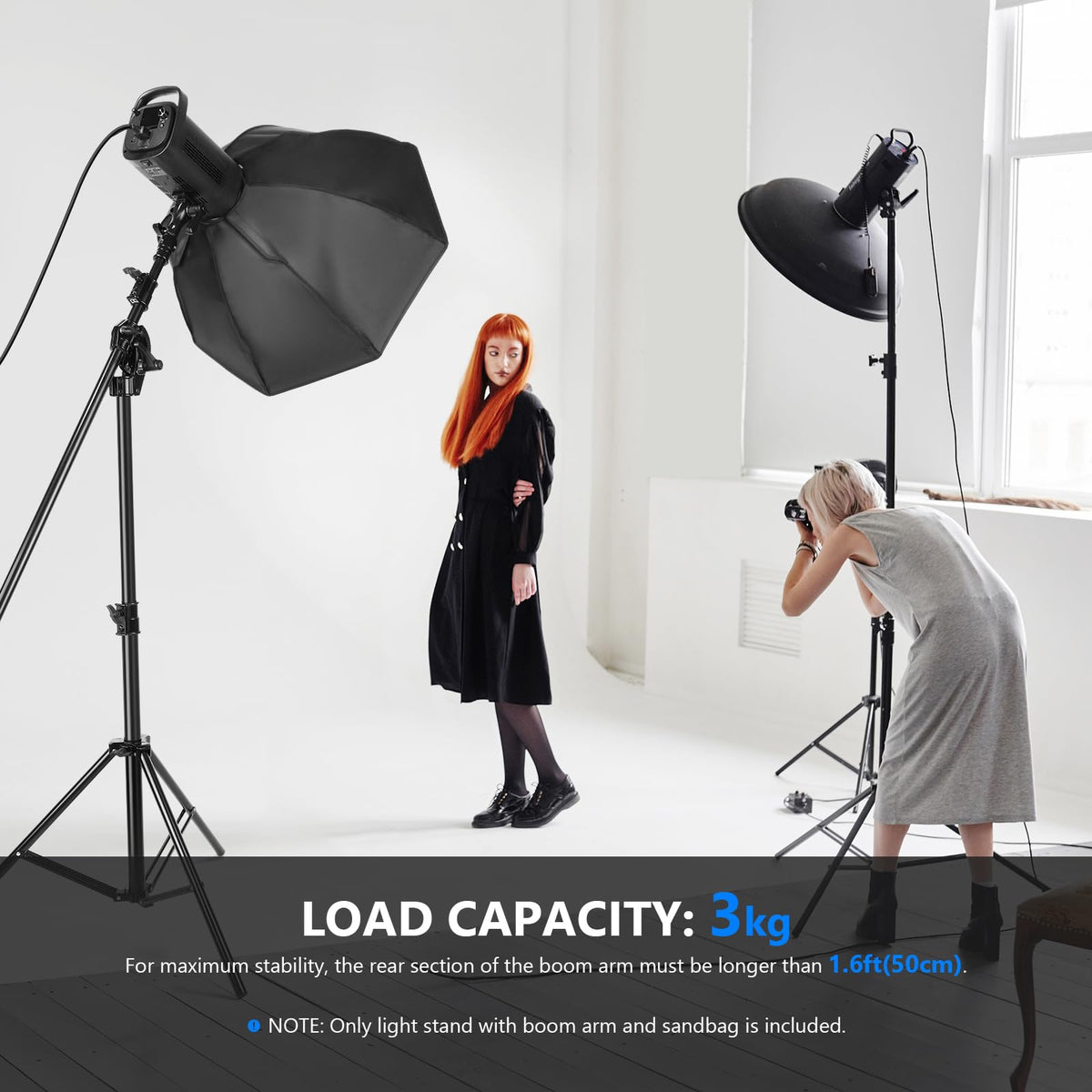 NEEWER Soporte de Luz Fotografía 2 en 1, Soporte de Trípode Resistente de Aleación de Aluminio de 9,7 Pies con Brazo de Pluma de 3,8 Pies y Bolsa de Arena Vacía para Luz de Video