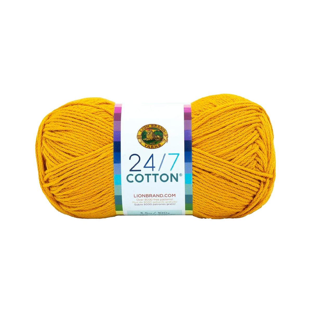 Lion Brand 24/7 Cotton Estambre de Algodón Mercerizado - 1 unidad - Dorado (Goldenrod)