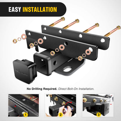 Nilight - Kit receptor de enganche para remolque y parachoques trasero JK-61A de 2 pulgadas, compatible con Jeep Wrangler JK de 4 puertas y 2 puertas Unlimited 2007-2018, con arnés de cableado de 4 pines (no incluye los modelos JL)