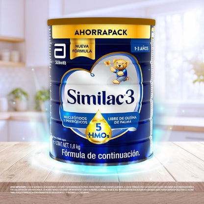 Similac Etapa 3 Fórmula de continuación de 1 a 3 años 1800g | Fórmula de continuación para lactantes de 1 a 3 años libre de oleína de palma