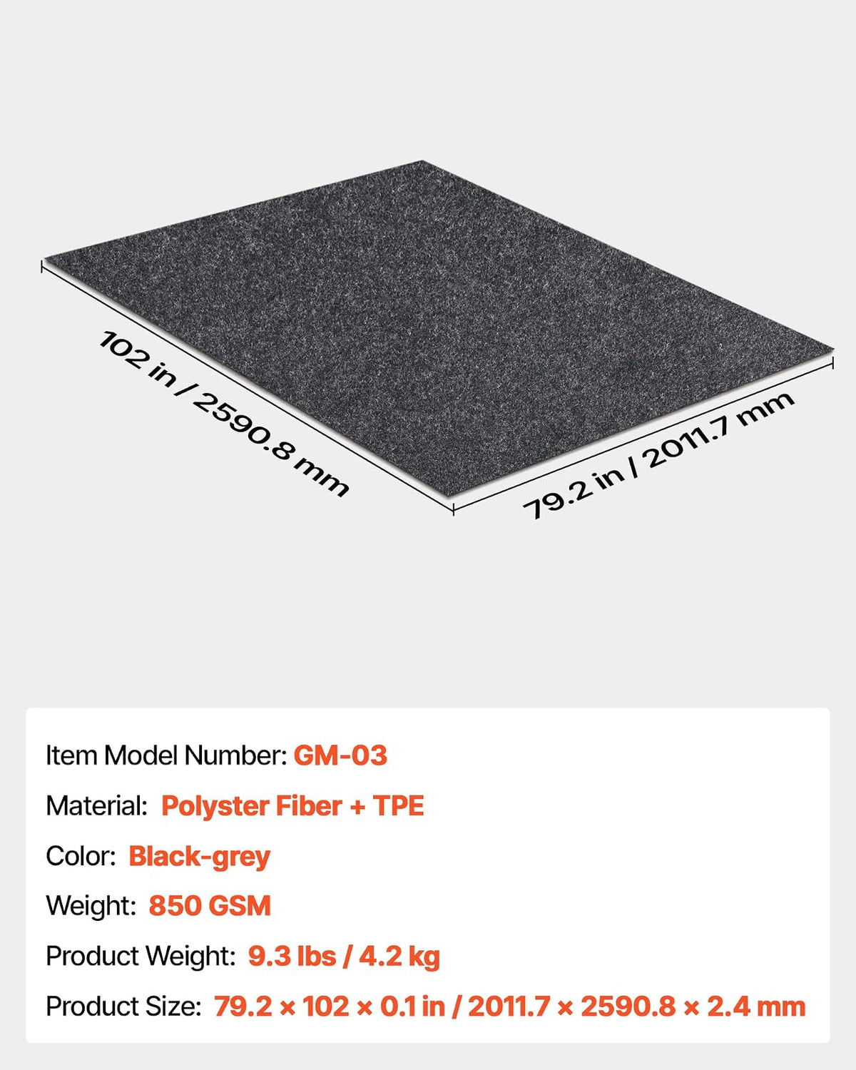 VEVOR - Tapete Impermeable para cochera para Debajo del Automóvil, Antideslizante, de 6.6 x 8.5 pies, tamaño Compacto, Resistente y Protege el Piso del cochera del Agua, Barro y Aceite, para garajes,